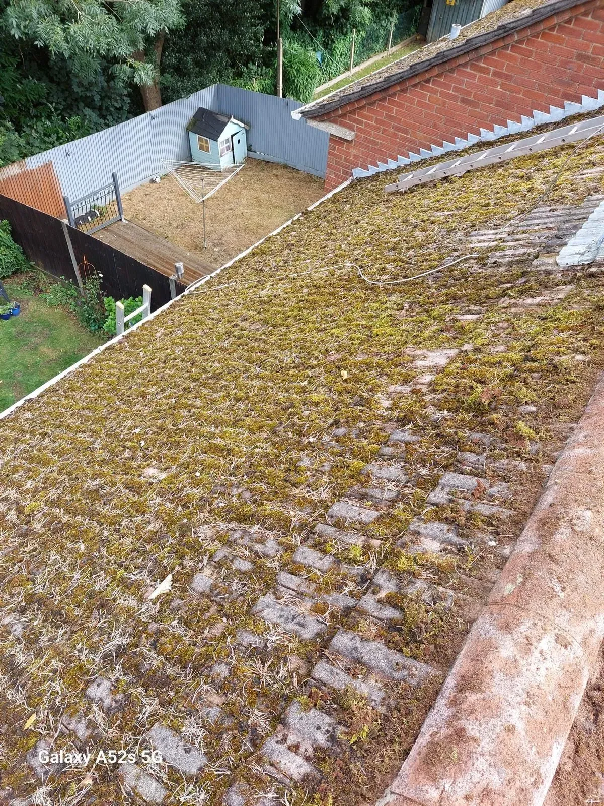 Roof being professionally cleaned by Pristine Roof Cleaning Solutions